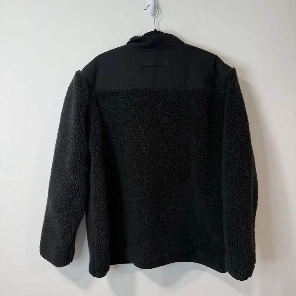Duluth Trading Co‎ Men's Burly Sherpa Fleece Jacket Full Zip Black XL Thick Cozy